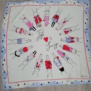 Juicy Couture RARE Ltd Edition FIFI LAPIN silk scarf
